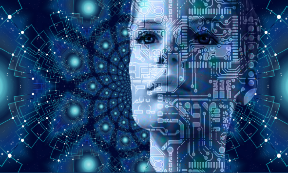 Cyfrowa wizualizacja twarzy AI — sztuczna inteligencja i nowoczesne technologie